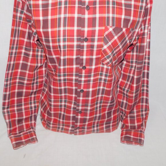 Marmot Mens M Red Black White Plaid Long Sleeve Button Front Shirt - Picture 3 of 11